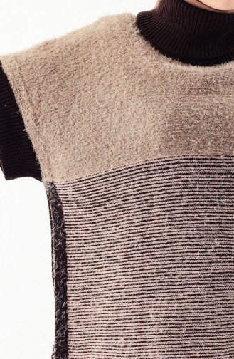 Polo-Neck Knitwear Poncho 8003-01 Mink Brown 8003-01