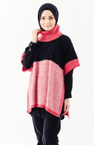 Poncho Tricot 8003-03 Noir Fushia Foncé 8003-03