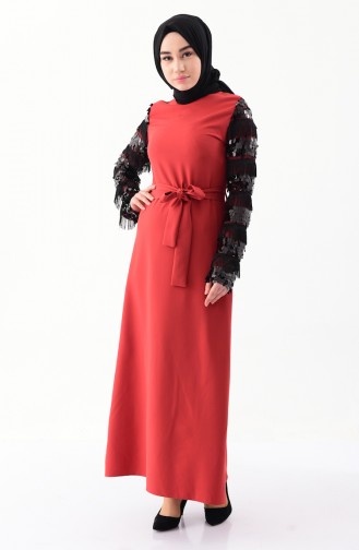 BURUN Sequin Belted Dress 81640-01 Tile Red 81640-01