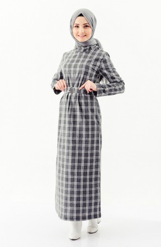 ايلميك فستان شتوي بتصميم كروهات 5210-02 لون أسود مائل للرمادي 5210-02