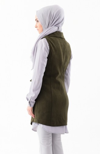 Wildleder Weste mit Knöpfe 5083-02 Khaki 5083-02