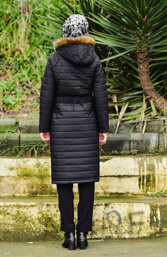 Zippered Quilted Coat 1901-01 Black 1901-01