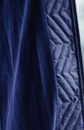 Furry Padded Coat 1902-05 Navy Blue 1902-05