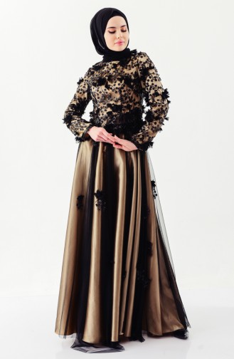 Black Hijab Evening Dress 8146-04
