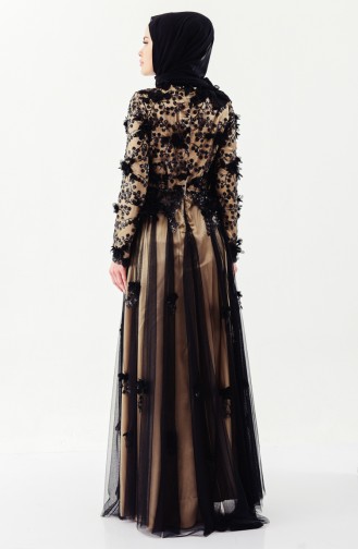 Black Hijab Evening Dress 8146-04