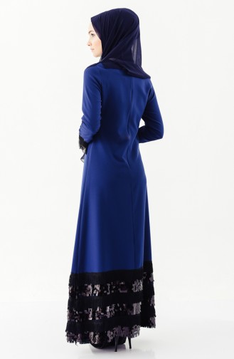 BURUN Sequin Tasseled Dress 81639-02 Navy Blue 81639-02