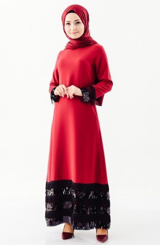 BURUN Sequin Tasseled Dress 81639-03 Claret Red 81639-03