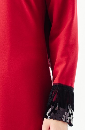 BURUN Sequin Tasseled Dress 81639-03 Claret Red 81639-03
