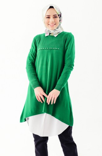 Knitwear Asymmetric Tunic 3296-05 Emerald Green 3296-05