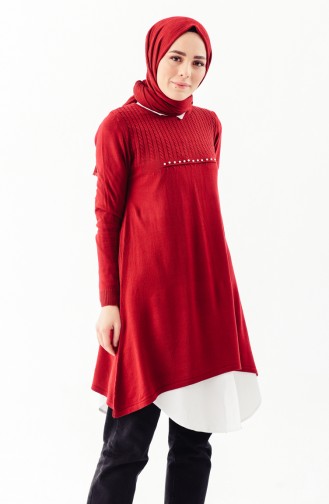 Triko Asimetrik Tunik 3296-08 Bordo