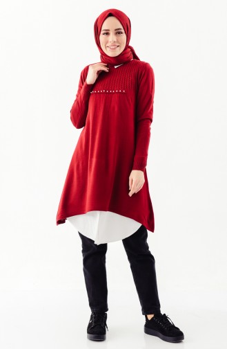 Triko Asimetrik Tunik 3296-08 Bordo