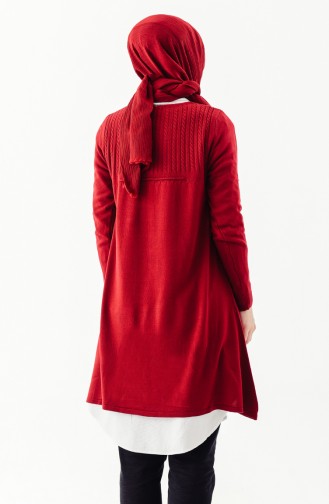 Triko Asimetrik Tunik 3296-08 Bordo