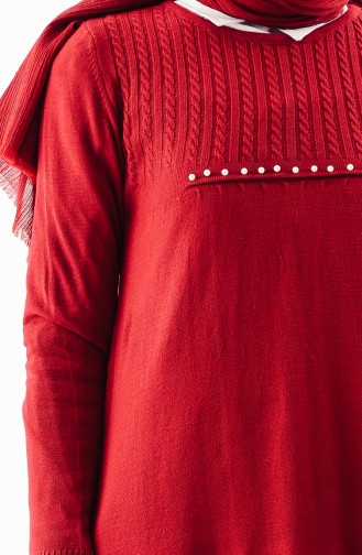 Triko Asimetrik Tunik 3296-08 Bordo