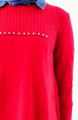 Knitwear Asymmetric Tunic 3296-09 Red 3296-09
