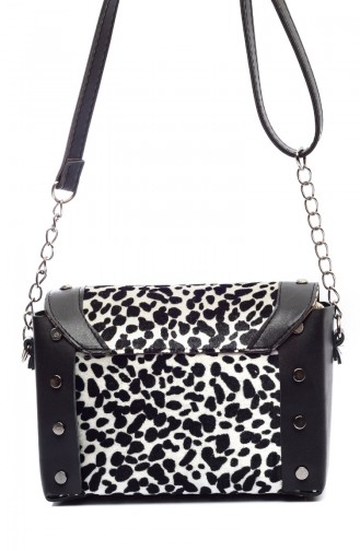 Women´s Shoulder Bag B1492-5 Black White Leopard 1492-5