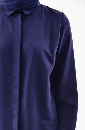 Hidden Buttoned Shirt 2230-06 Navy Blue 2230-06