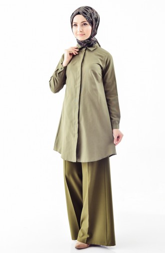 Khaki Overhemdblouse 0694-06