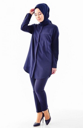 BURUN  Pocket Detailed Straight leg Pants 0158-02 Navy Blue 0158-02