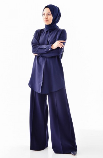Arched Plenty Cuff Trousers 3124-03 Navy 3124-03