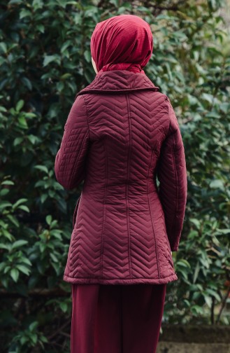 Wide Collar Padded Coats 1907-01 Claret Red 1907-01