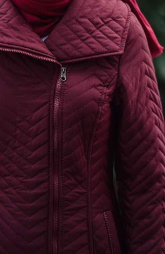 Wide Collar Padded Coats 1907-01 Claret Red 1907-01