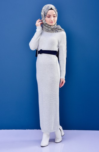 فستان تريكو بتصميم طويل 8101-02 لون كريمي 8101-02