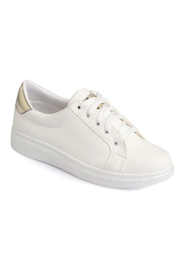 white and gold women's sneakers