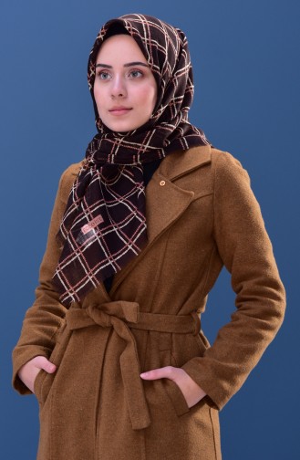 Patterned Cotton Scarf 2162-02 Brown 2162-02