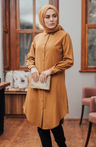 Düğmeli Tunik 2514-07 Hardal