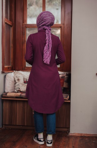 Düğmeli Tunik 8203-05 Mürdüm 8203-05