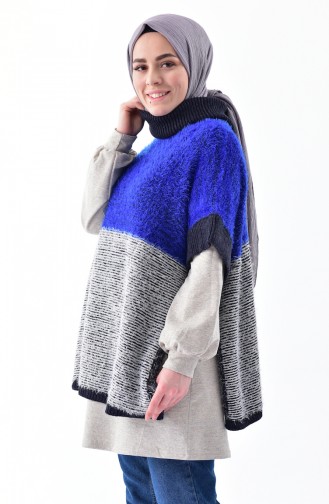 Poncho Tricot 8003-06 Bleu Roi Pierre 8003-06