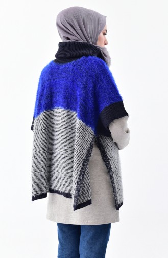 Polo-Neck Knitwear Poncho 8003-06 Saxe Stone 8003-06