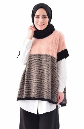 Polo-Neck Knitwear Poncho 8003-07 Powder Mink 8003-07