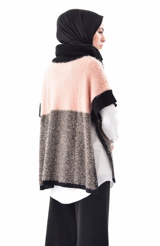 Polo-Neck Knitwear Poncho 8003-07 Powder Mink 8003-07