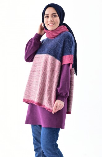 Poncho Tricot 8003-08 İndigo Fushia 8003-08