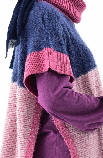 Poncho Tricot 8003-08 İndigo Fushia 8003-08