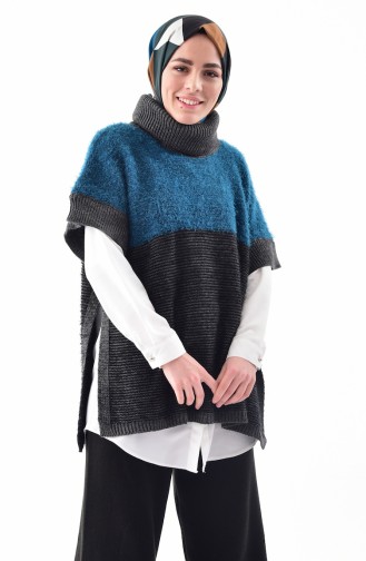 Poncho Tricot 8003-09 Noir Pétrol 8003-09