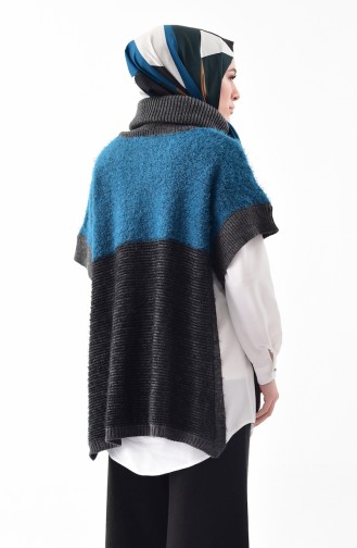 Poncho Tricot 8003-09 Noir Pétrol 8003-09