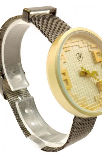 ريكاردو ساعة يد نسائية بتصميم مجدول RCD02-02 لون اصفر 02-02
