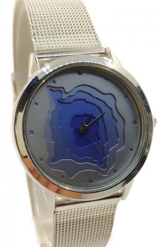 ريكاردو ساعة يد نسائية بتصميم مجدول RCD09-02 لون ازرق فضي 09-02
