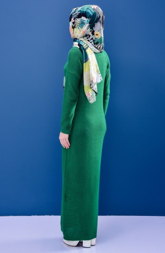 Triko Uzun Elbise 8101-04 Zümrüt Yeşil
