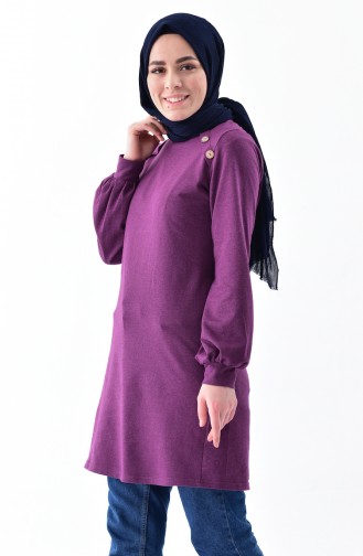 Düğme Detaylı Tunik 3066-01 Mor 3066-01