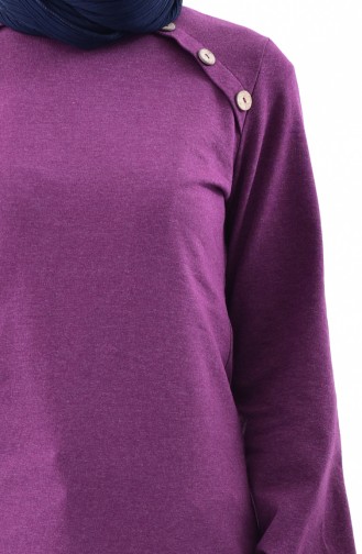 TUBANUR Button Detailed Tunic 3066-01 Purple 3066-01