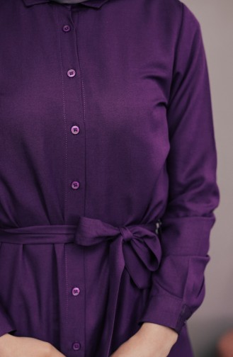 Minahill Buttoned Belted Tunic 8204-01 Purple 8204-01