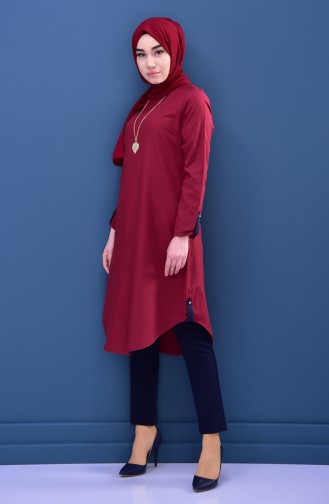 Minahill Strap Detailed Tunic 8205-05 Claret Red 8205-05