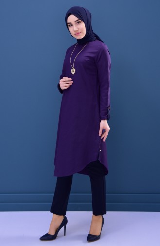 Minahill Strap Detailed Tunic 8205-10 Purple 8205-10