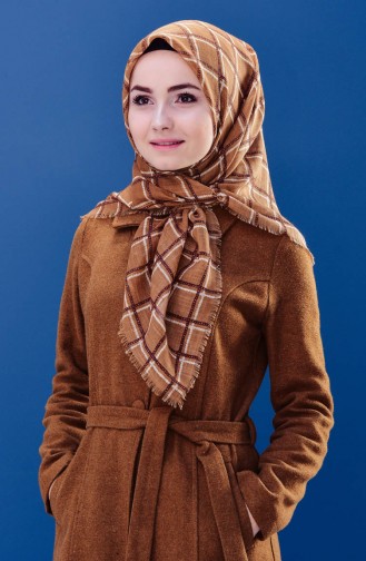Patterned Cotton Scarf 2162-14 Milky Coffee 2162-14
