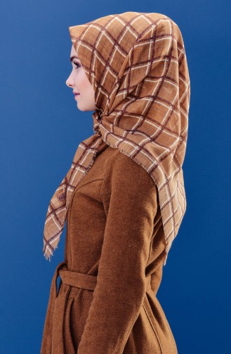Patterned Cotton Scarf 2162-14 Milky Coffee 2162-14