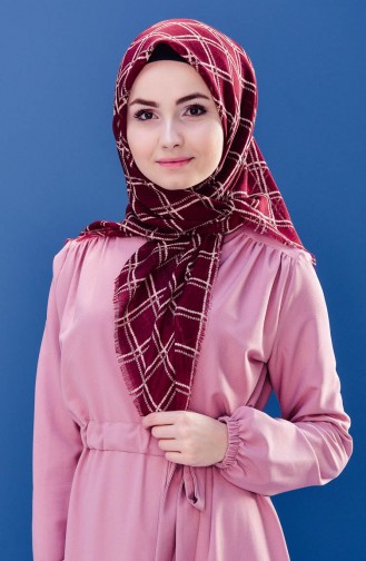Patterned Cotton Scarf 2162-19 Damson 2162-19