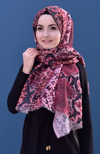 Snake Patterned Cotton Shawl 901428-03 Claret Red 901428-03